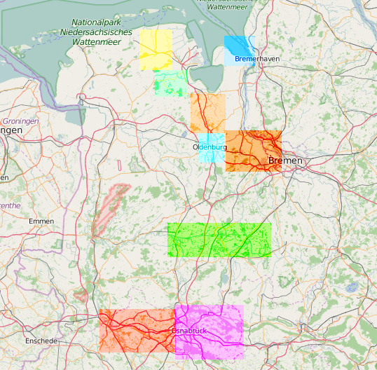 Regional domains visualized as shapes defined by latitude & longitude